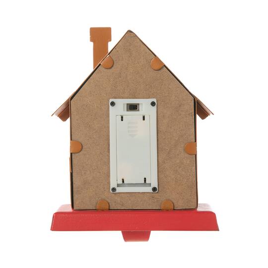 Glitzhome® 6.75'' Marquee LED Gingerbread House Metal Christmas Stocking Holder